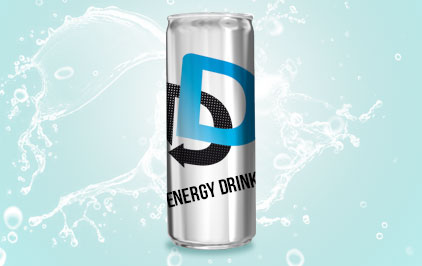 Bebida energética personalizada con etiqueta de polipropileno transparente